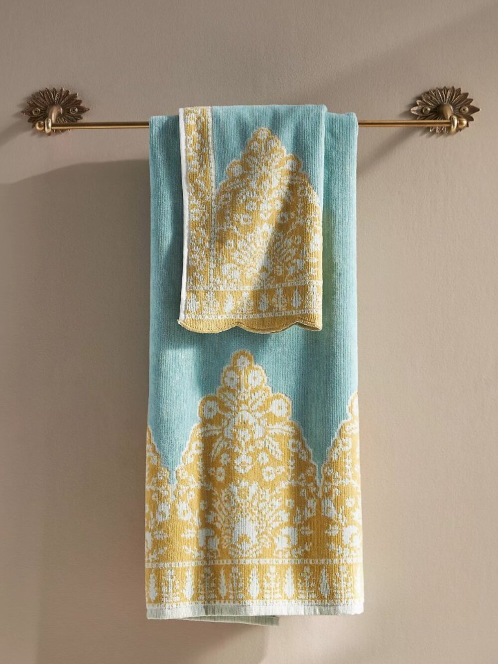 Anthropologie Tiya Velour 100% Cotton Bath & Hand Towels (2 sets)